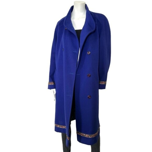 London Fog Vintage Wool Jewel Toned Purple Oversized Long Coat Jacket - Picture 4 of 15